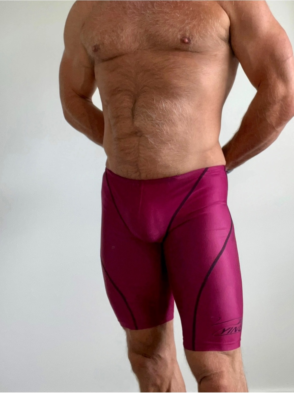 Men's Maroon Red Competitive Swim Jammer, Slim XL